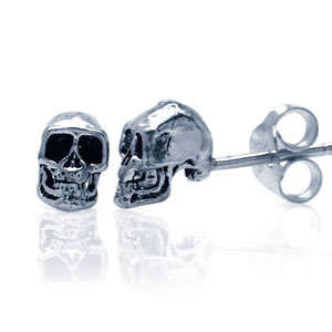 Brand New - Skull Studs .925 Solid Silver Earrings