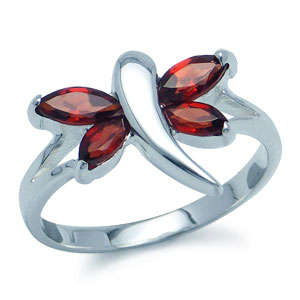 Size 8 / Q - Brand New Stunning 0.77ct Genuine Garnet Dragonfly .925 Solid Silver Ring