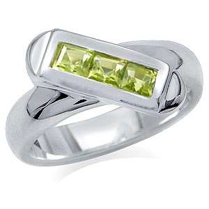 ** Size 7 / O ** Genuine Peridot Ring Designed in Authentic .925 Solid Silver