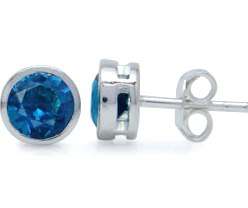 35% OFF - Brand New 1.00ct Ocean Blue CZ Solid Silver Stud Earrings .925