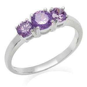 Size 5 / L - Brand New Stunning 1.26ct Amethyst CZ .925 Solid Silver Ring