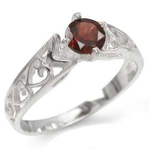 *** SIZE 6 / M *** Victorian 0.40ct Genuine Garnet Ring in Authentic Solid Silver 925