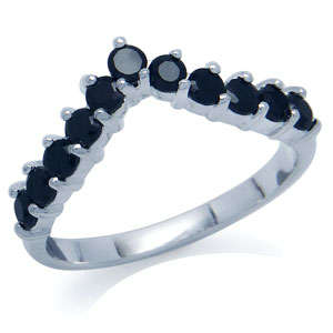 Size 8 / Q - Brand New Gorgeous 0.88ct Opaque Black CZ .925 Solid Silver Ring