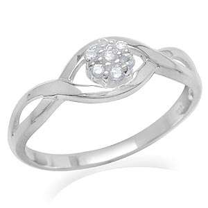 Size 5 / K - Lovely Brand New Ring with 0.21ctw White Topaz set in 925 Sterling Silver
