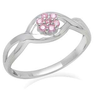 ** Size 5 / K ** BRAND NEW Lovely 0.21ct Sweet Pink CZ Ring designed in .925 Solid Silver