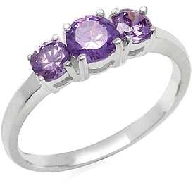 Size 7 / O - Brand New Gorgeously Intense 1.26ct Amethyst CZ .925 Solid Silver Ring