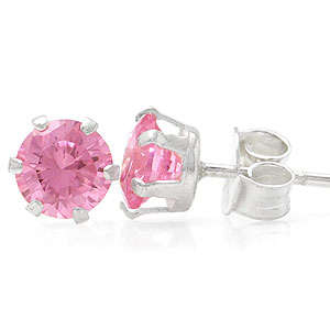 Brand New 7mm Sweet Pink CZ Studs .925 Solid Silver Earrings