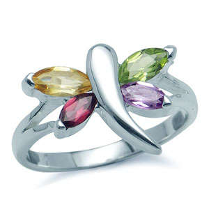 Size 5 / K - Brand New Gorgeous 0.77ct Genuine Gemstones Dragonfly .925 Solid Silver Ring