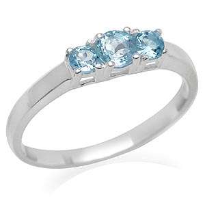 Size 8 / Q - Brand New Genuine 0.43ct Sky Blue Topaz .925 Solid Silver Ring