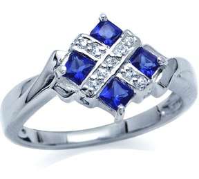 Size 7 / O - Brand New Stunning 0.50ct Sapphire & Diamond CZ .925 Solid Silver Ring