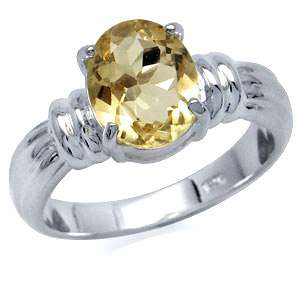Size 6 / M - Brand New Astounding 2.00ct VSI Genuine Honey Citrine .925 Solid Silver Ring