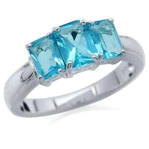 Size 8 / Q - Brand New 2.00ct Light Blue CZ .925 Solid Silver Ring