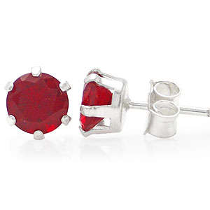 Brand New 0.47ct Red CZ Studs .925 Solid Silver Earrings