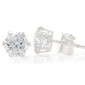 Brand New 0.47ct White CZ Studs .925 Solid Silver Earrings