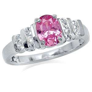 Size 7 / O - Brand New 1.40ct Sweet Pink & White CZ .925 Solid Silver Ring