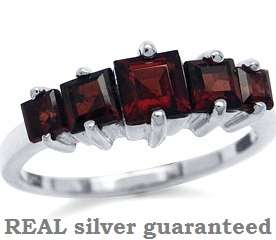 Size 7 / O - Brand New 0.84ct Genuine Garnet .925 Solid Silver Ring