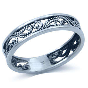 Size 6.5 / N - Brand New Designer Swirls .925 Solid Silver Ring