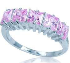 ONLY ONE!! Size 9 / S - Brand New 1.90ct 5-stone Pink CZ .925 Solid Silver Ring