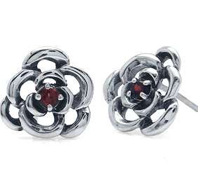 Brand New 0.10ct Genuine Garnet .925 Solid Sterling Silver Earrings