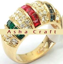 Size 6 / M - Brand New Faux Sapphire, Ruby, Emerald CZ 18krgp Ring