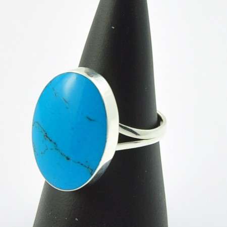 Size 9 / R 1/2 - Brand New Turquoise .925 Solid Silver Ring