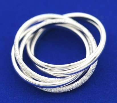 Size 7 / O - Brand New Gorgeous 5x Russian Bands .925 Solid Silver Ring