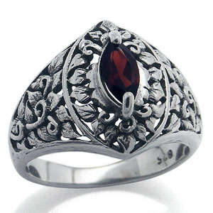Size 8 / Q - Brand New Awesome 0.20ct Genuine Garnet Filligree .925 Solid Silver Ring