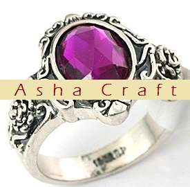 Wonderful Brand New Ring With Purple Crystal Beautifully Crafted in 18K Rhodium plate