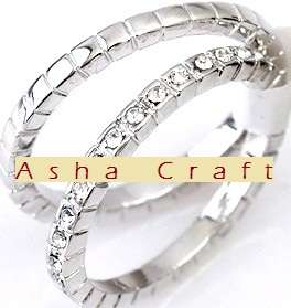 Brand New Wedding Set with 0.075ctw White CZ in 18k White Gold/Jewellers Brass - Sz 8 / Q