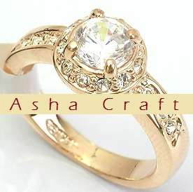 Magnificent Brand New White CZ Ring set in 18K Rose Gold/Jewellers Brass - Sz 6 / M