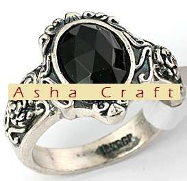 Amazing Brand New Black Crystal Ring Beautifully Crafted in 925 Sterling Silver - Sz 8 / Q