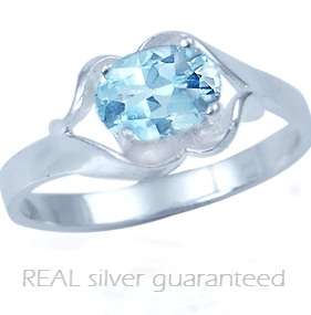 Size 8 / Q - Attractive Brand New Genuine 0.75ctw Blue Topaz Ring set in 925 Sterling Silver