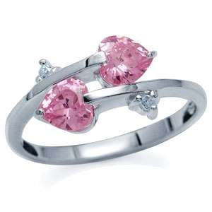 Attractive Brand New 0.56ctw Pink & White CZ Heart Ring Designed in .925 Sterling Silver - Size 8