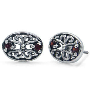 Beautiful Brand New Stud Earrings With 0.12ctw Garnet Made in 925 Sterling Silver