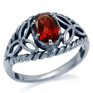 Brand New Filligree Genuine 1.00ctw Garnet Ring Beautifully designed in 925 Sterling Silver
