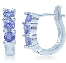 Brand New 0.60ctw Genuine Tanzanite Huggie Earrings Beautifully Crafted in .925 Sterling Silver