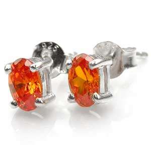 Funky Brand New Earrings With 1.00ctw Orange Sapphire CZ in 925 Sterling Silver