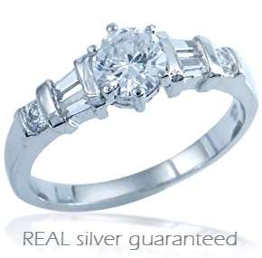 Brand New 1.20ctw White CZ Engagement Ring well made in .925 Sterling Silver - Sz 8 / Q