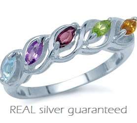 Extraordinary Genuine Citrine, Peridot, Rhodolite, Amethyst, Topaz 925 Sterling Silver Ring - Size 6
