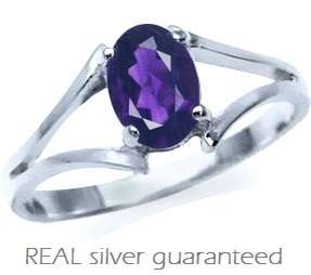 Brand New 1.00ct Genuine Rich Purple Amethyst Ring in 925 Sterling Silver - Size 6 / M