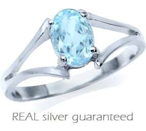 Beautiful Brand New 1.00ct Genuine Blue Topaz Ring in 925 Sterling Silver - Size 5 / K
