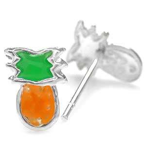 SALE!! Brand New Orange Pineapple Stud Earrings in 925 Sterling Silver  (5055)