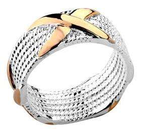 BACK BY DEMAND!  Beautiful Silver Mesh Ring with Gold "X" detail - Size 6 / M