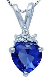 ASHA CRAFT - Heart Necklace with 0.50ct Cr. Sapphire in 925 Sterling Silver