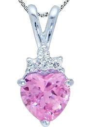 ASHA CRAFT - 0.50ct Sweet Pink CZ Heart 925 Sterling Silver Pendant with Chain
