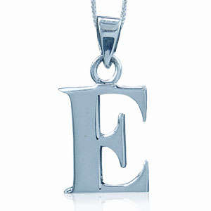 Brand New Initials .925 Solid Sterling Silver Pendant - E