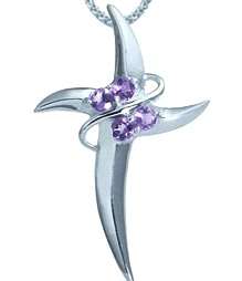 Brand New Cross Pendant With 0.20ctw Genuine Amethyst crafted in 925 Sterling Silver