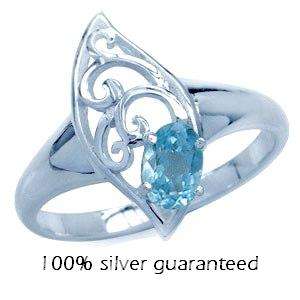 Size 5 / K - Brand New 0.50ct Genuine Blue Topaz Ring set in 925 Sterling Silver