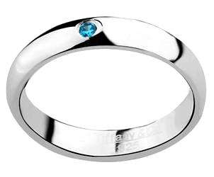 Size 9 / R - Elegant Brand New T&C Blue Zircon Silver Ring (8253)