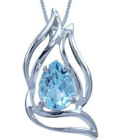 Brand New Necklace With 0.75ctw Genuine Blue Topaz set in 925 Sterling silver